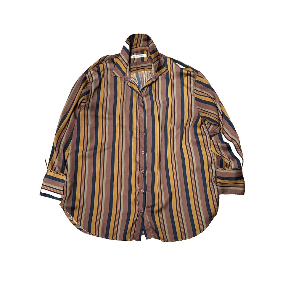 Free People Women's Size Medium Striped‎ Button Up Shirt